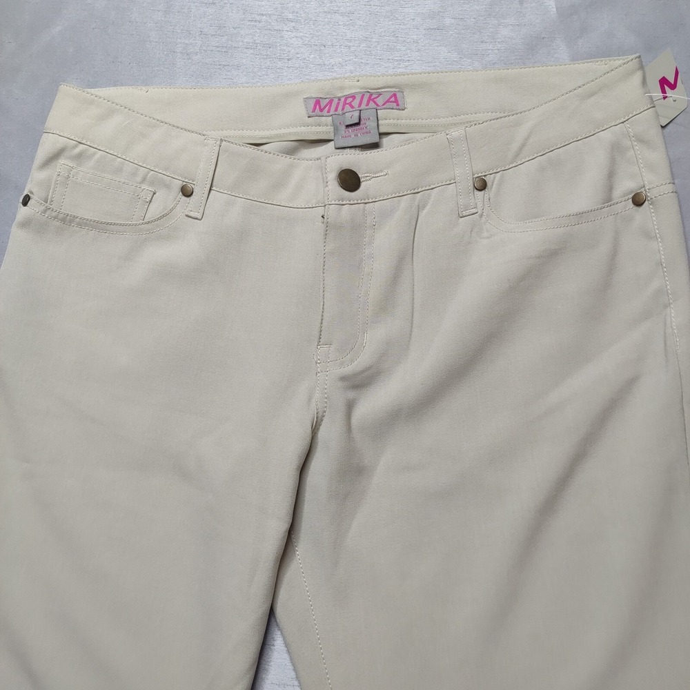 MIRIKA Women Juniors Size 7‎ Khaki Poly Rayon Flex Chino Pants NEW - Picture 4 of 14